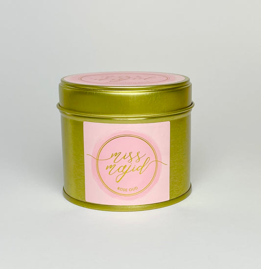 Rose Oud candle in a Tin