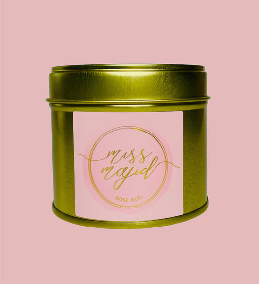 Rose Oud candle in a Tin